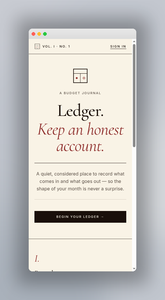 Ledger app — Quiet fog