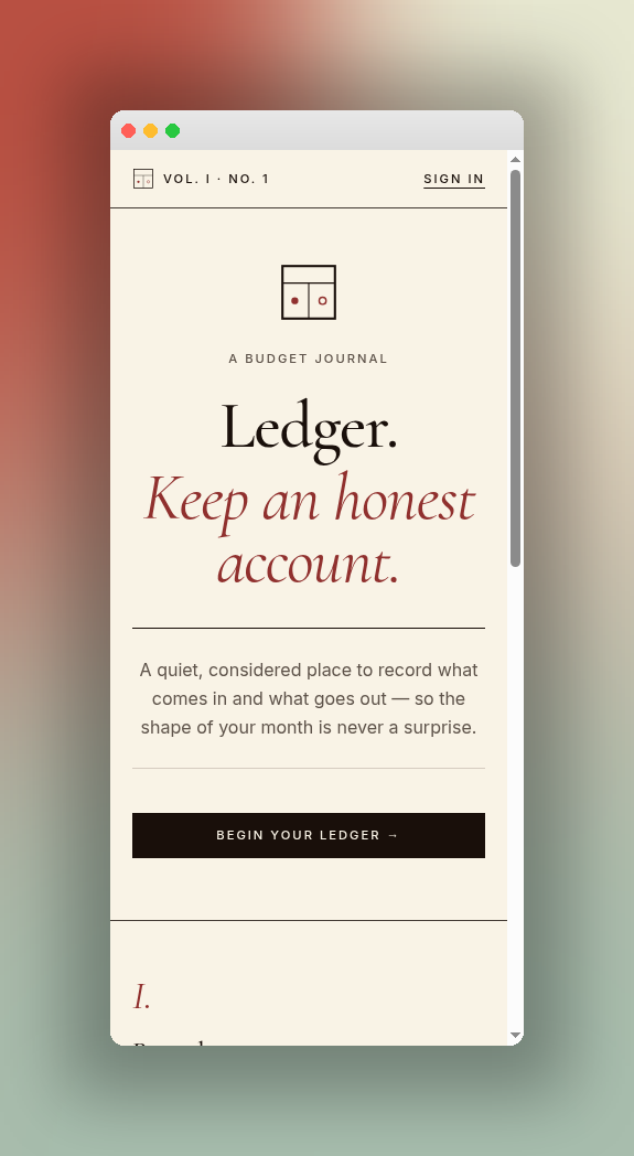 Ledger app — Warm terracotta